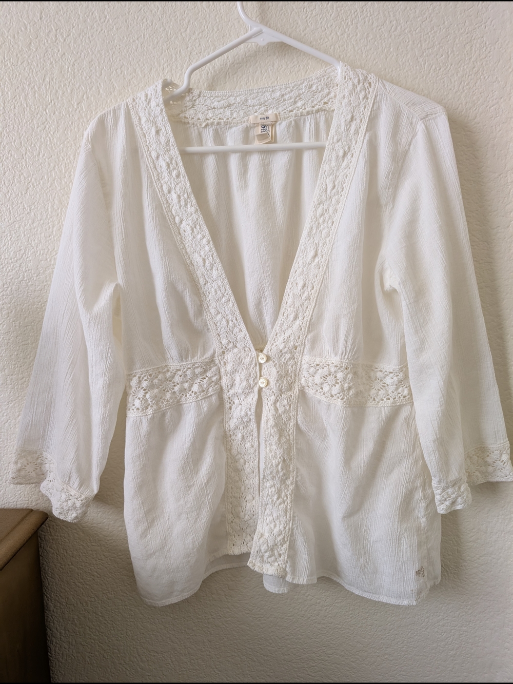 Old Navy White Lace Trim Peasant Blouse